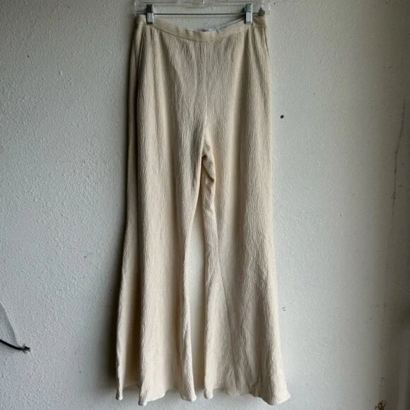 Rosetta Getty Cream Textured Flared Pants - Picture 1 of 8